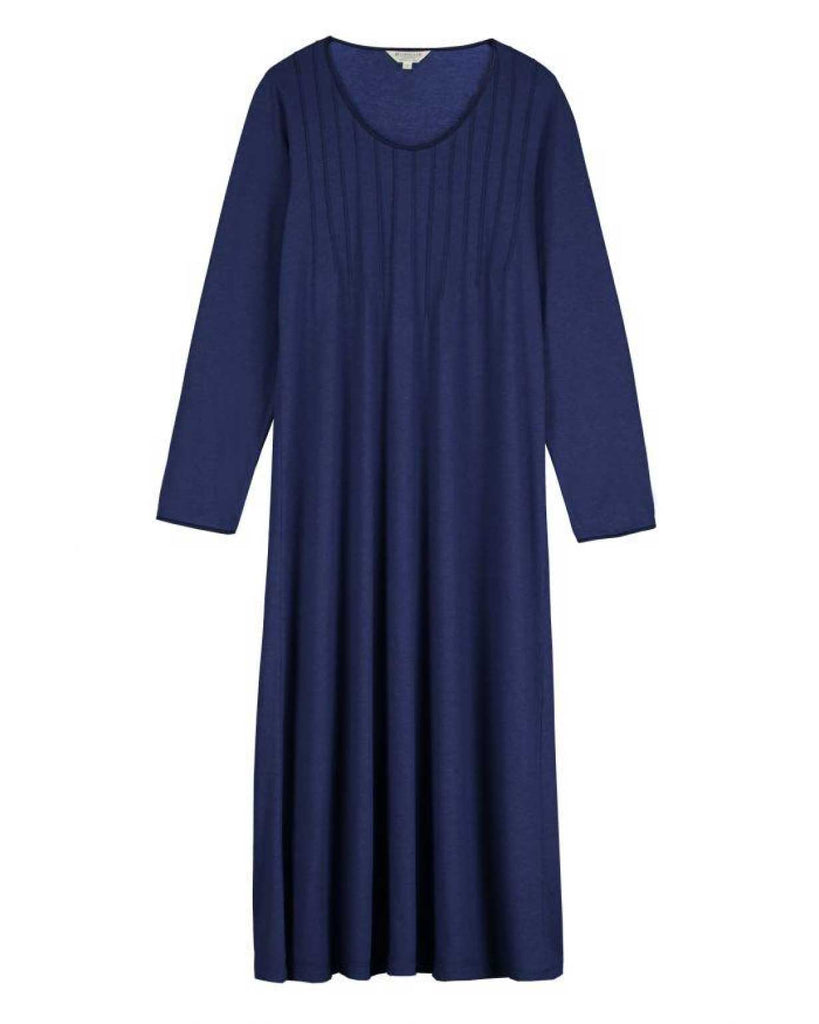Women's French Pleat Midnight Long Sleeve Nightdress | Bonsoir of London